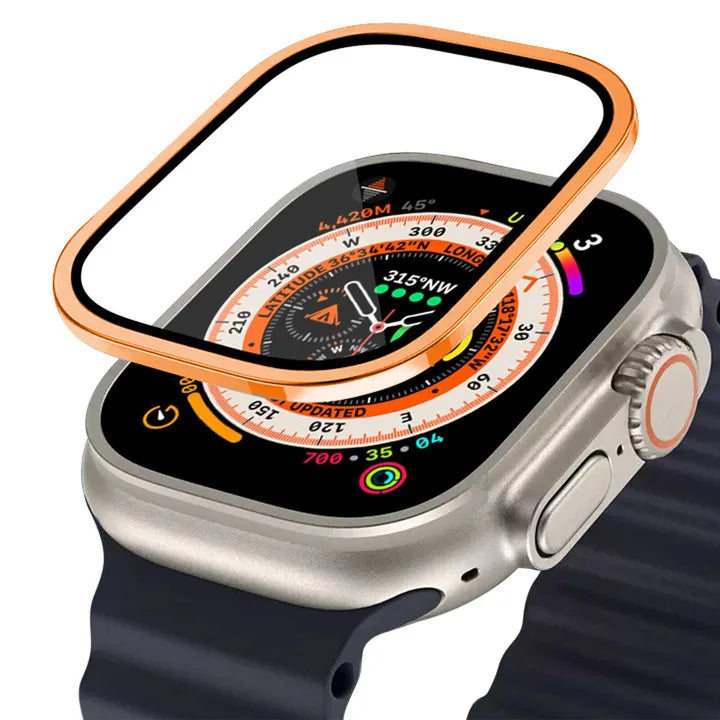 Metal Aluminum Alloy Case for Apple Watch Ultra 3 49mm Screen Scratch-proof Protective Cover Frame+HD Tempered Glass Film Shell