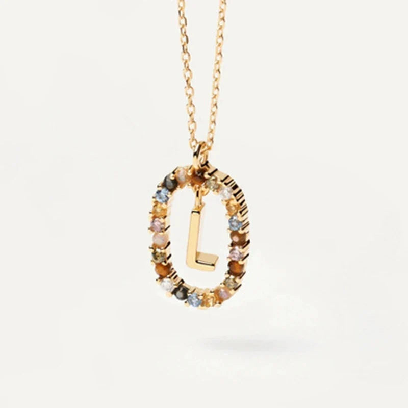 925 Sterling Silver Gold Initial Necklace | Personalized Letter Pendant with Zirconia