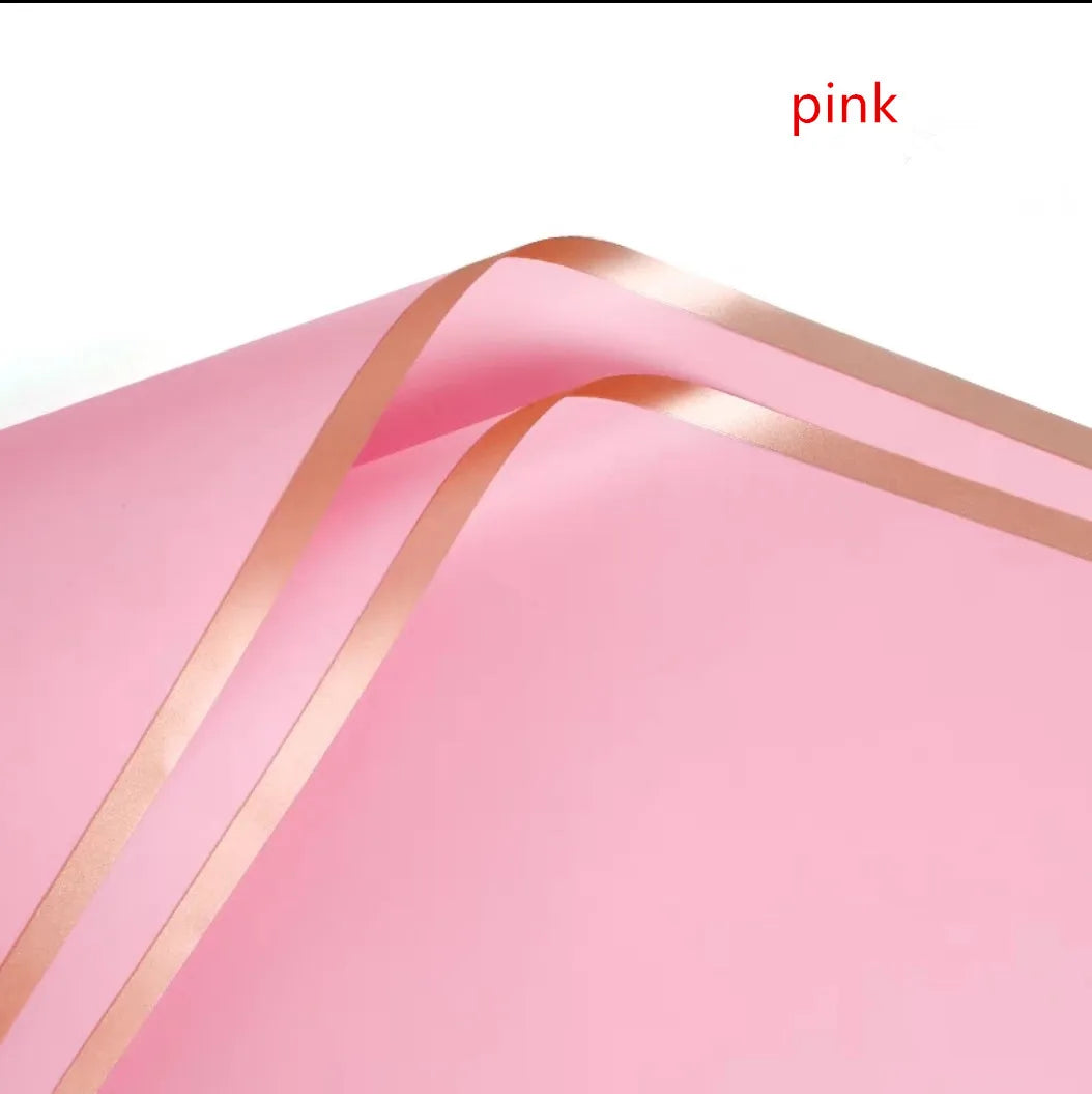 Golden Border Rose Wrapping Paper 5 Pack | Half Transparent Korean Style Gift Packing