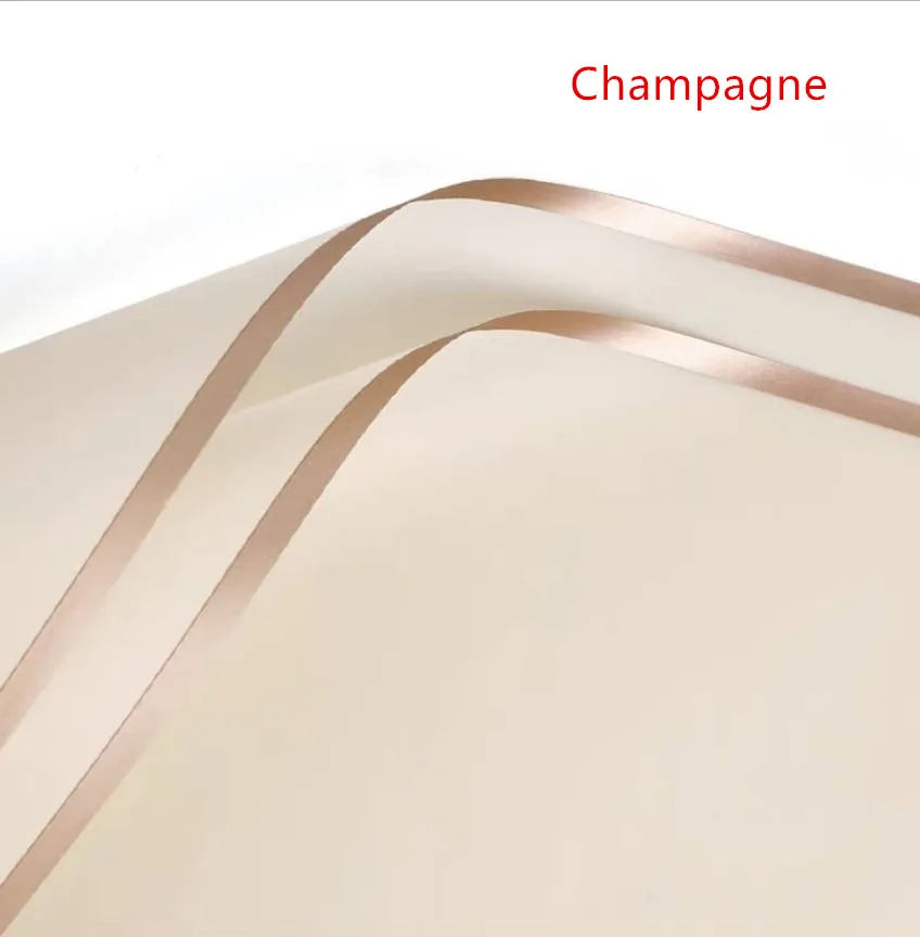 Golden Border Rose Wrapping Paper 5 Pack | Half Transparent Korean Style Gift Packing