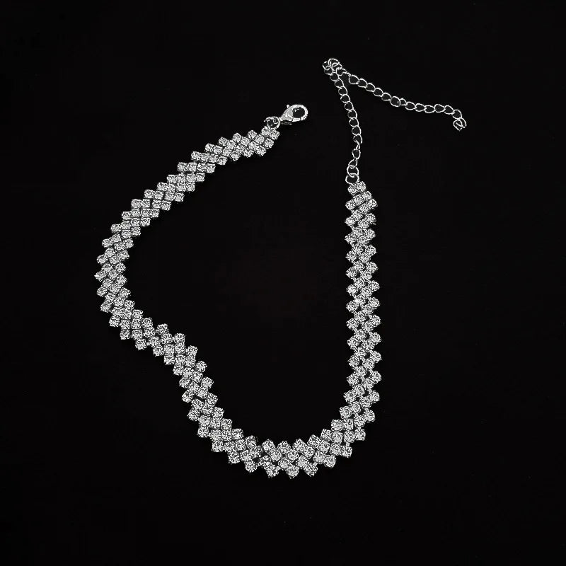 Simple Rhinestone Choker Necklace | Light Luxury Collarbone Chain for Women