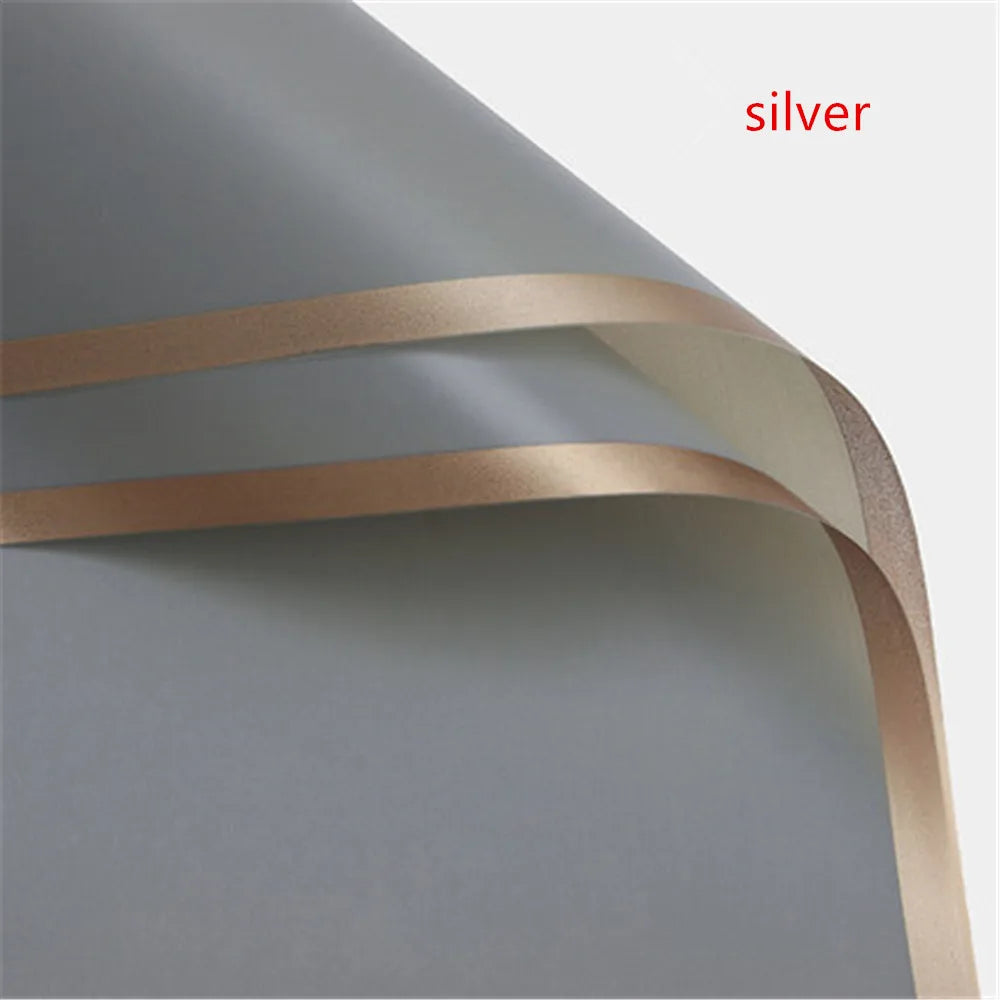 Golden Border Rose Wrapping Paper 5 Pack | Half Transparent Korean Style Gift Packing