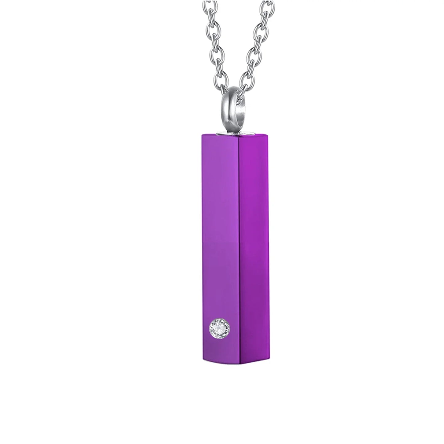 Cube Urn Necklace for Ashes | Aluminum Alloy Cremation Jewelry with Crystal Memorial Pendant