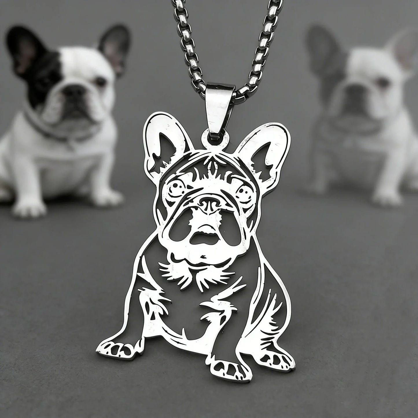 French Bulldog Pendant Necklace | Stainless Steel Dog Jewelry for Women Men
