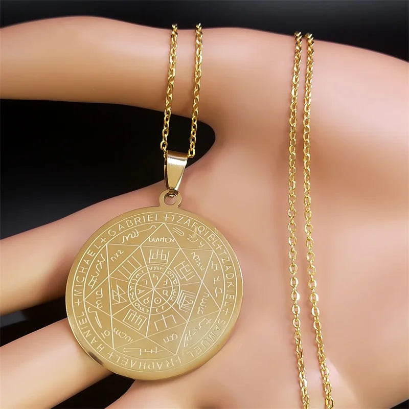 Seal of Seven Archangels Medal Necklace | Stainless Steel Protection Jewelry