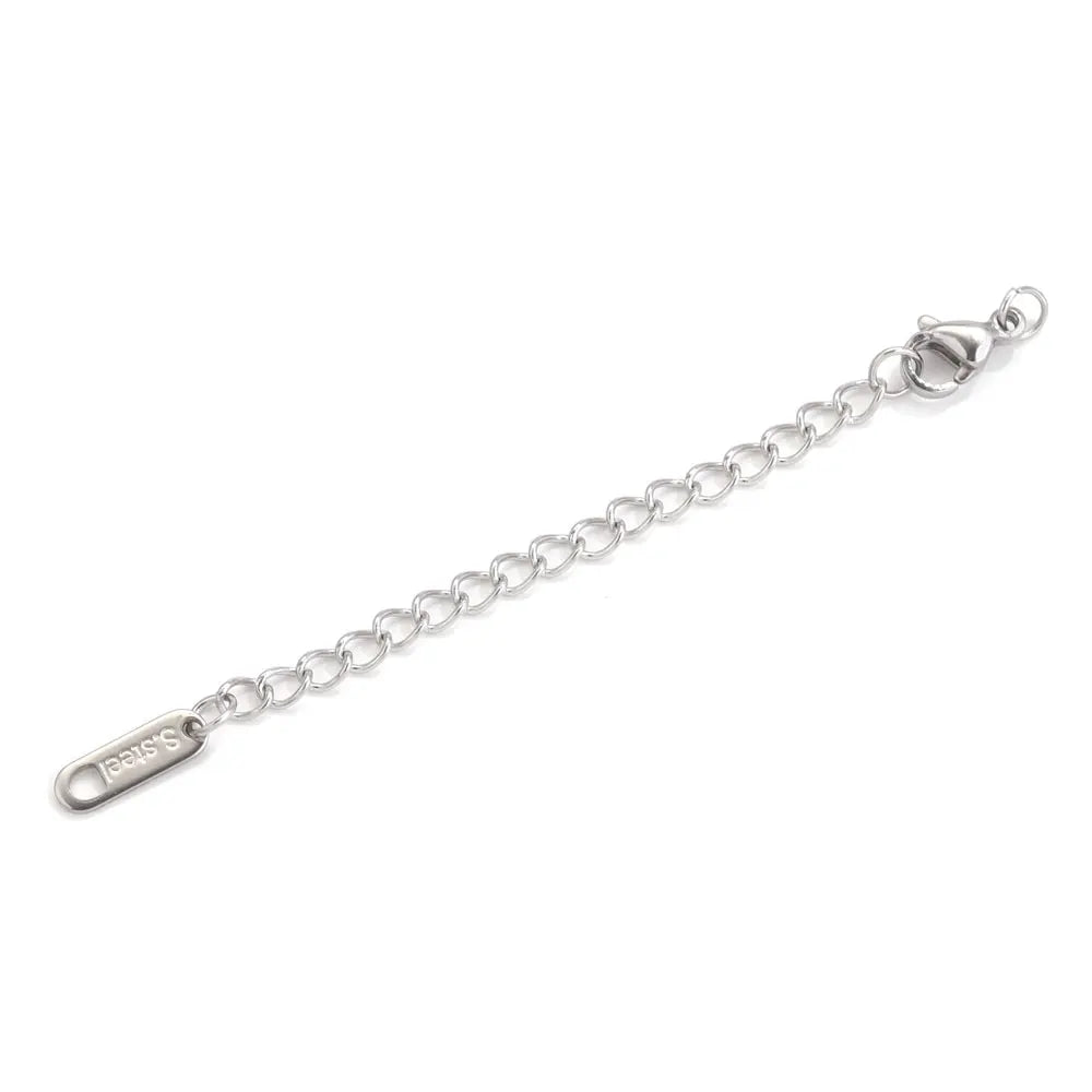 Stainless Steel Extension Tail Chains with Lobster Clasps | 10pcs Jewelry Findings