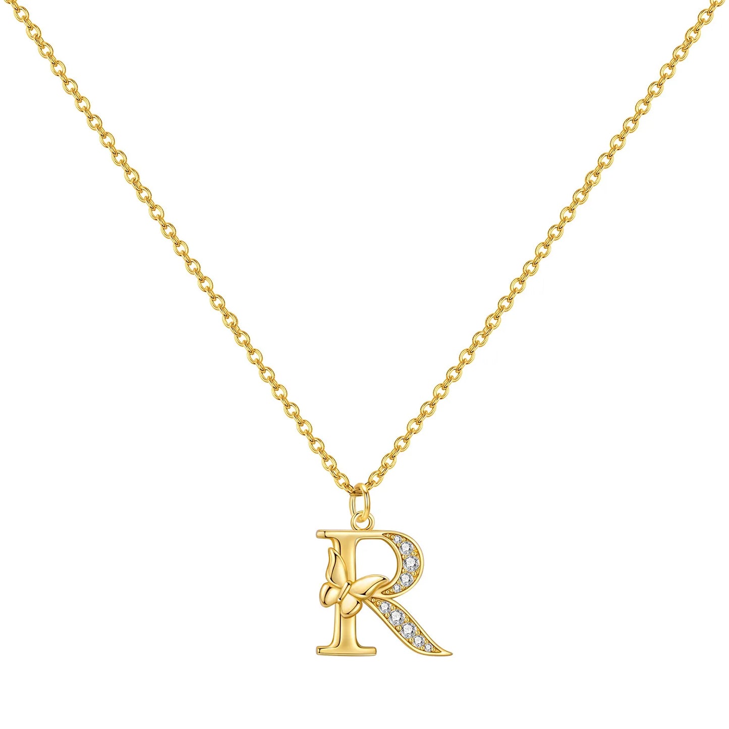 925 Sterling Silver Butterfly Initial Necklace | 26 Letter Y-Shaped Pendant for Women