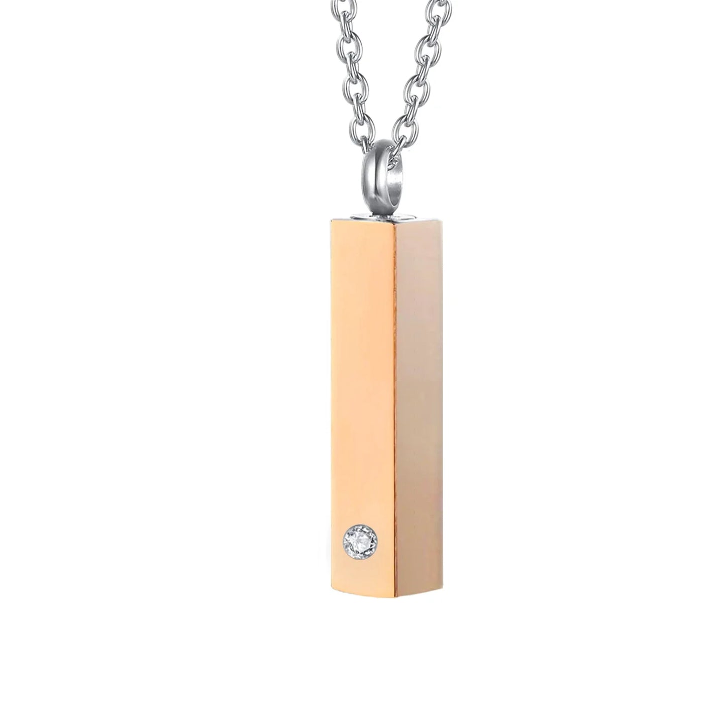 Cube Urn Necklace for Ashes | Aluminum Alloy Cremation Jewelry with Crystal Memorial Pendant
