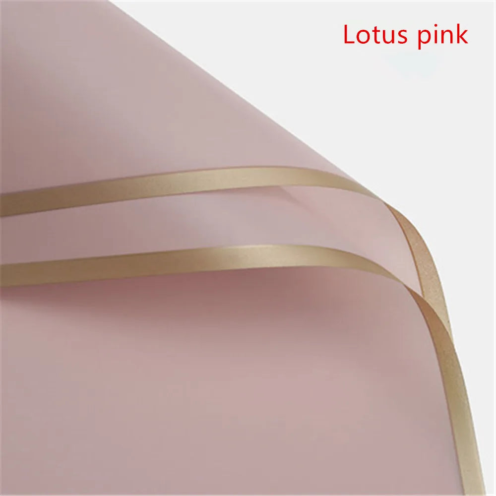 Golden Border Rose Wrapping Paper 5 Pack | Half Transparent Korean Style Gift Packing