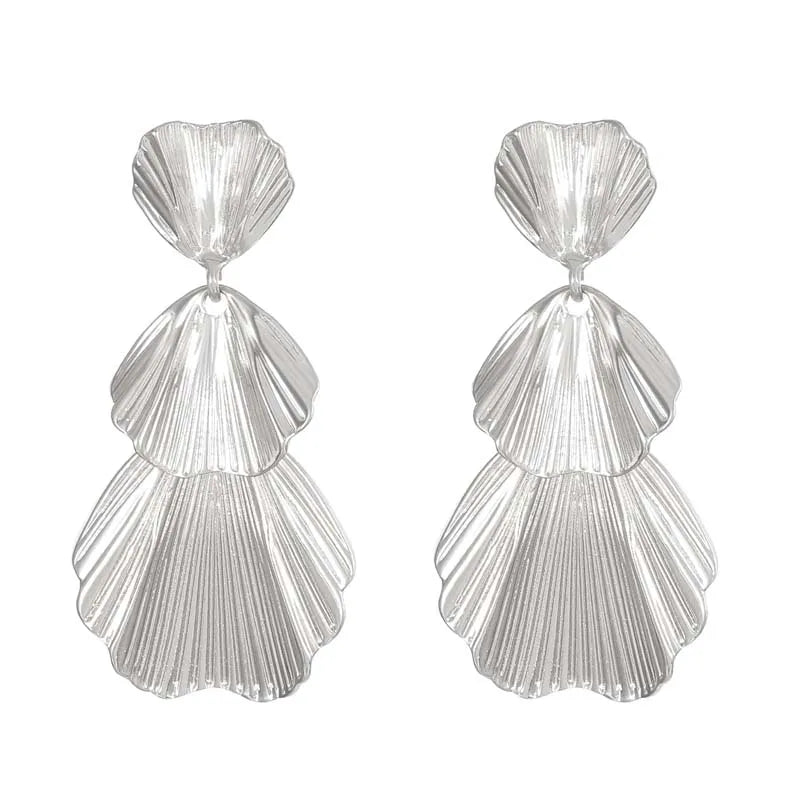 Gold Leaf Drop Earrings | Long Geometric Statement Jewelry for Women