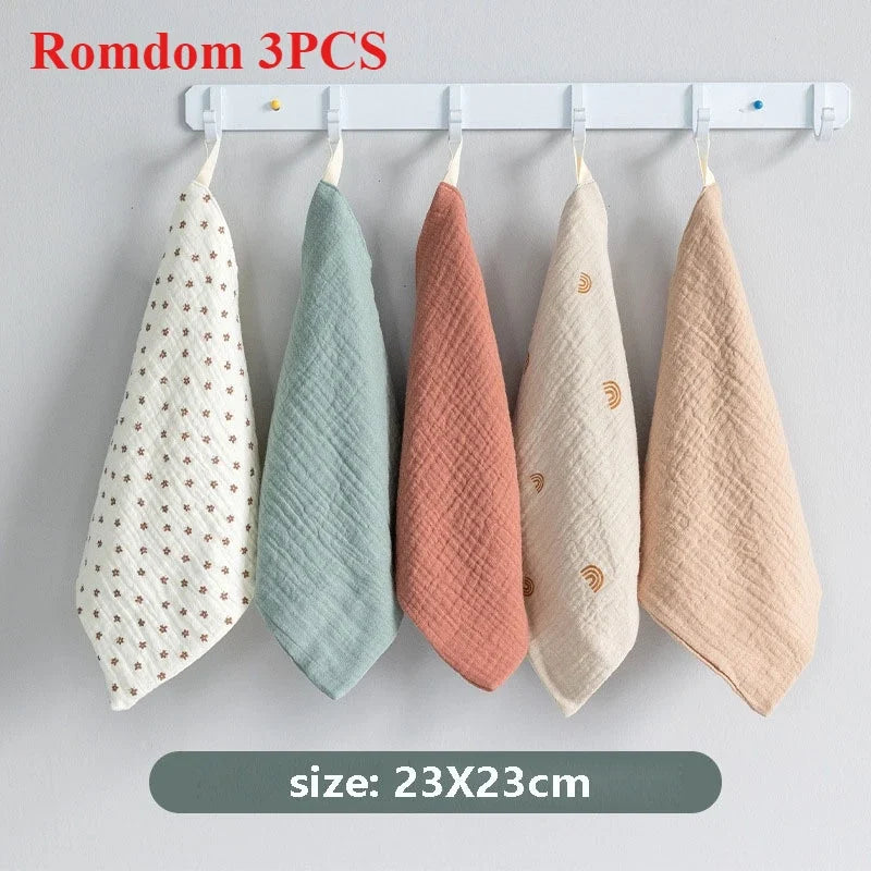 Soft Cotton Gauze Baby Towel Set | Newborn Muslin Handkerchief for Bath and Face