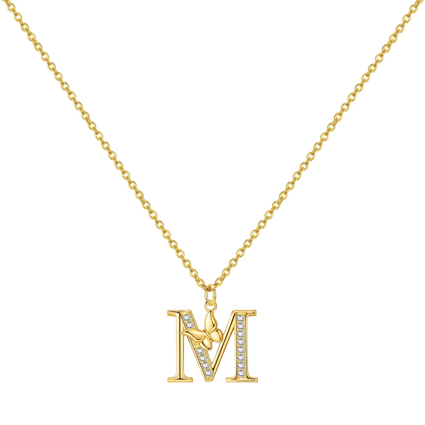 925 Sterling Silver Butterfly Initial Necklace | 26 Letter Y-Shaped Pendant for Women