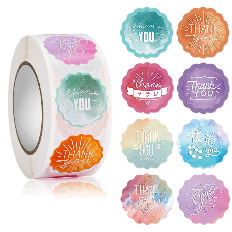 Heart Thank You Stickers | Floral Decorative Sealing Stickers for Wedding Gift Packaging and Small Business Supplies