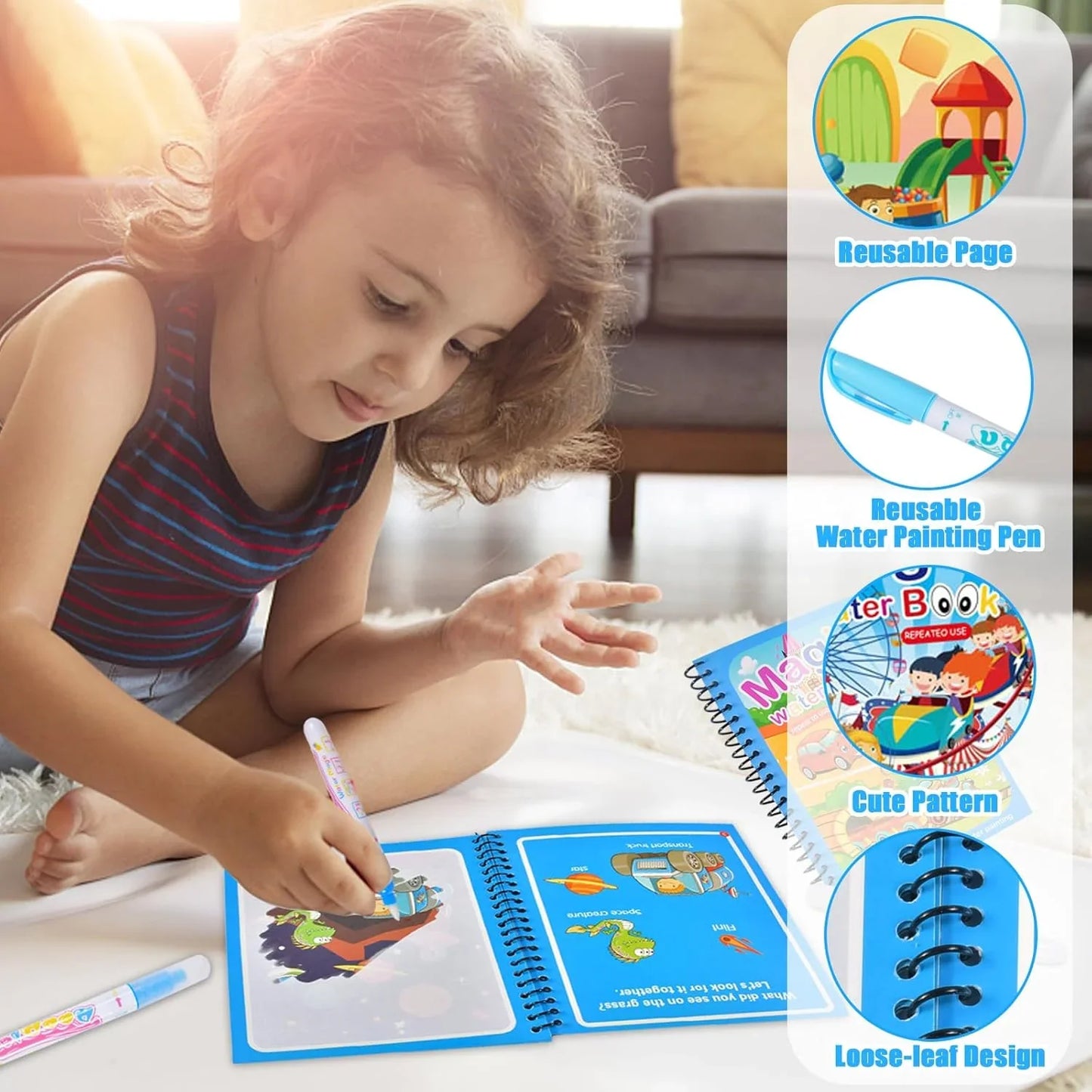 Reusable Water Drawing Book | Mess-Free Magic Painting Pad for Kids