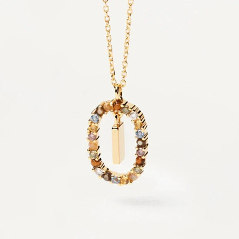925 Sterling Silver Gold Initial Necklace | Personalized Letter Pendant with Zirconia