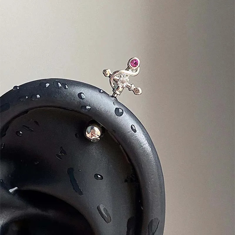 Stainless Steel Heart and Star Stud Earrings | Women's Punk Y2K Jewelry