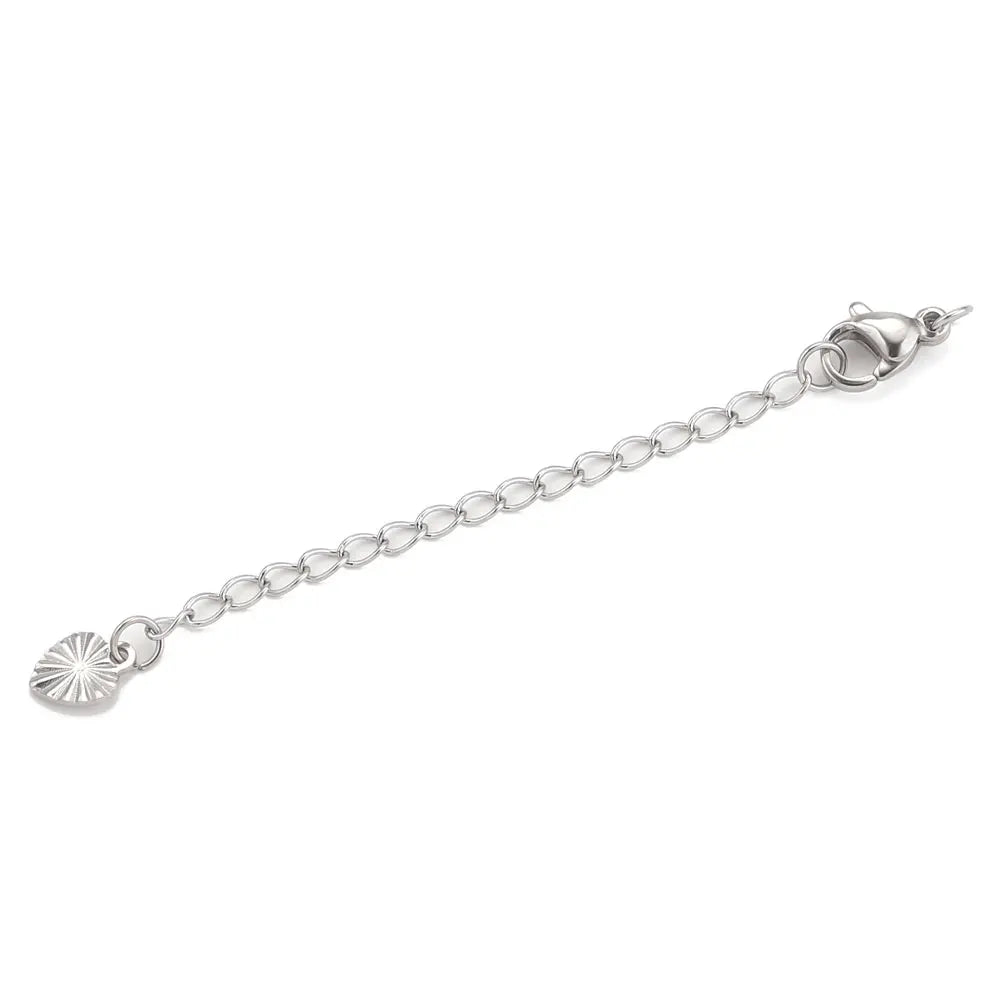 Stainless Steel Extension Tail Chains with Lobster Clasps | 10pcs Jewelry Findings