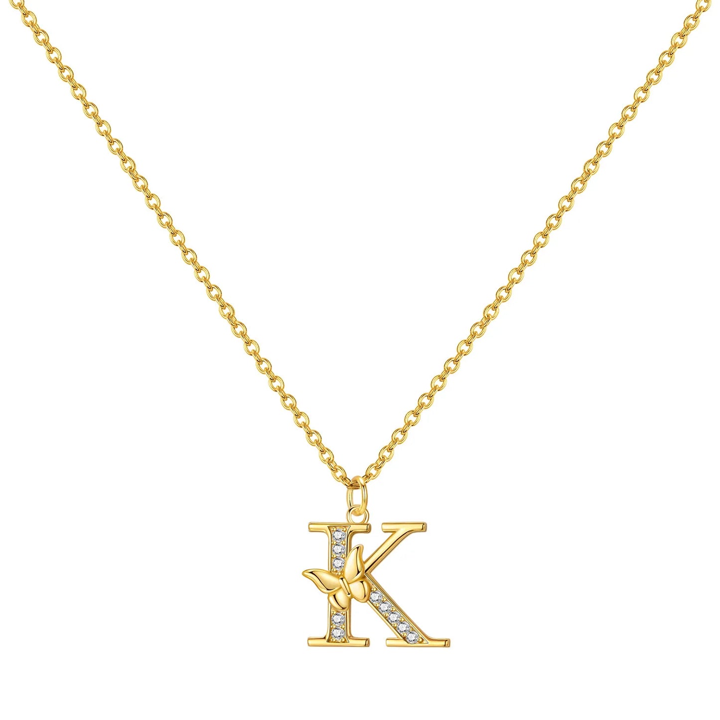 925 Sterling Silver Butterfly Initial Necklace | 26 Letter Y-Shaped Pendant for Women