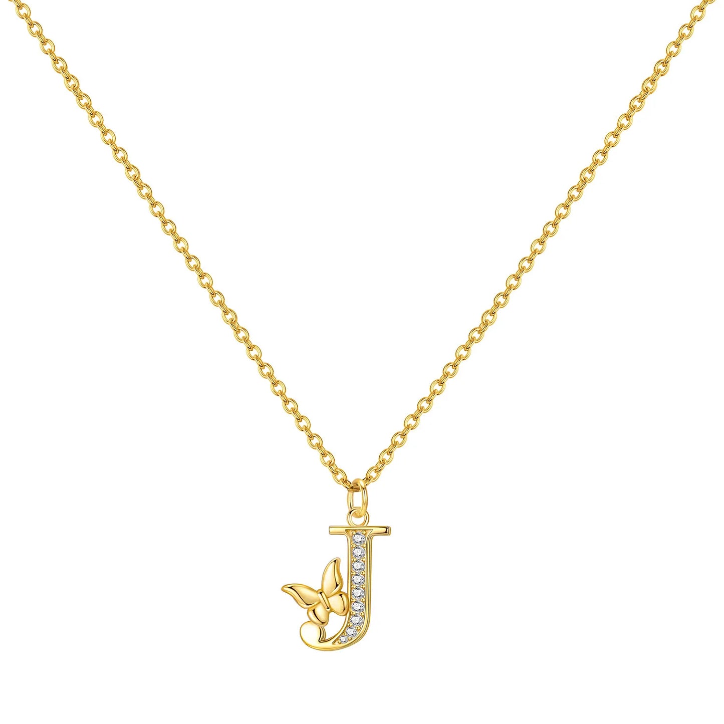 925 Sterling Silver Butterfly Initial Necklace | 26 Letter Y-Shaped Pendant for Women