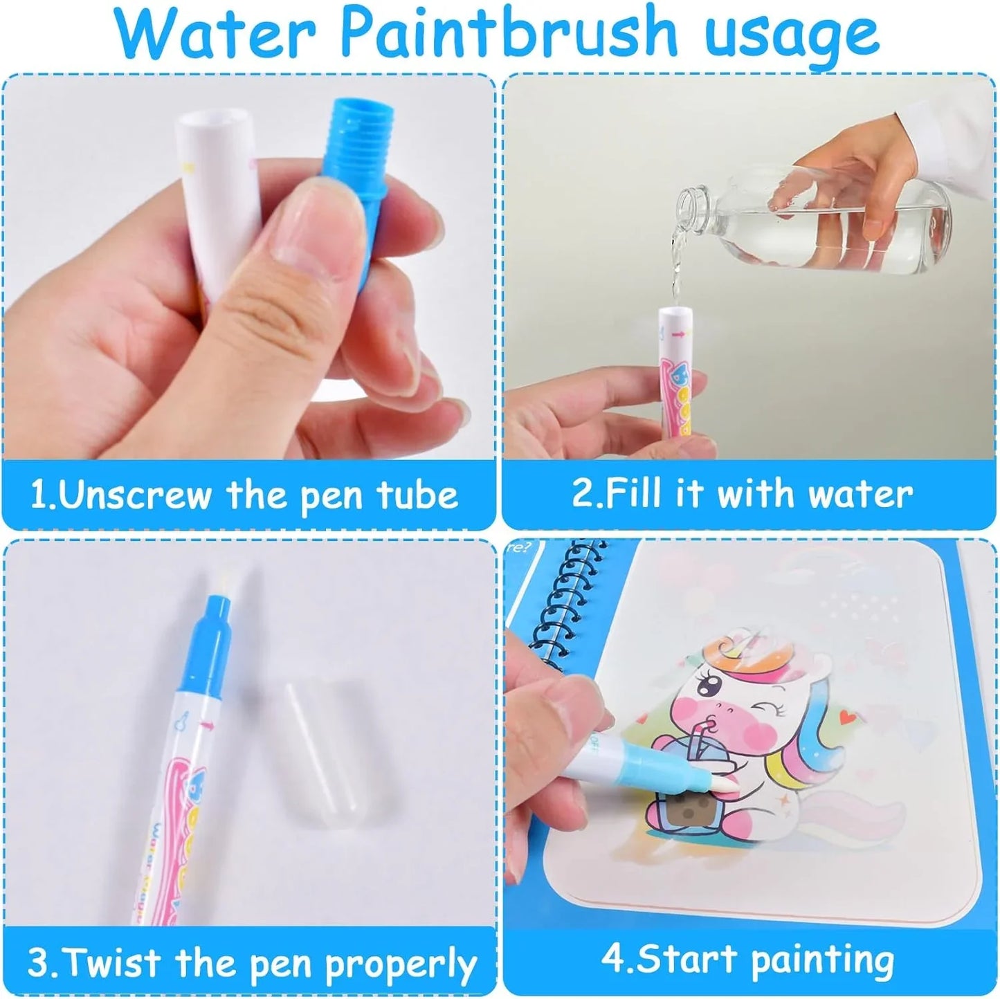 Reusable Water Drawing Book | Mess-Free Magic Painting Pad for Kids