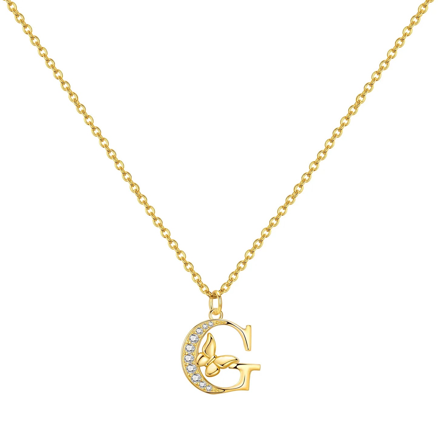 925 Sterling Silver Butterfly Initial Necklace | 26 Letter Y-Shaped Pendant for Women