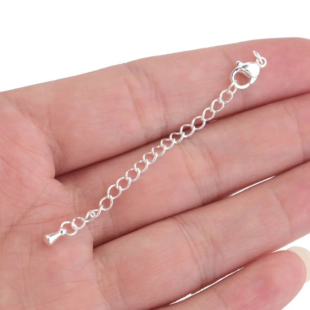 Stainless Steel Extension Tail Chains with Lobster Clasps | 10pcs Jewelry Findings