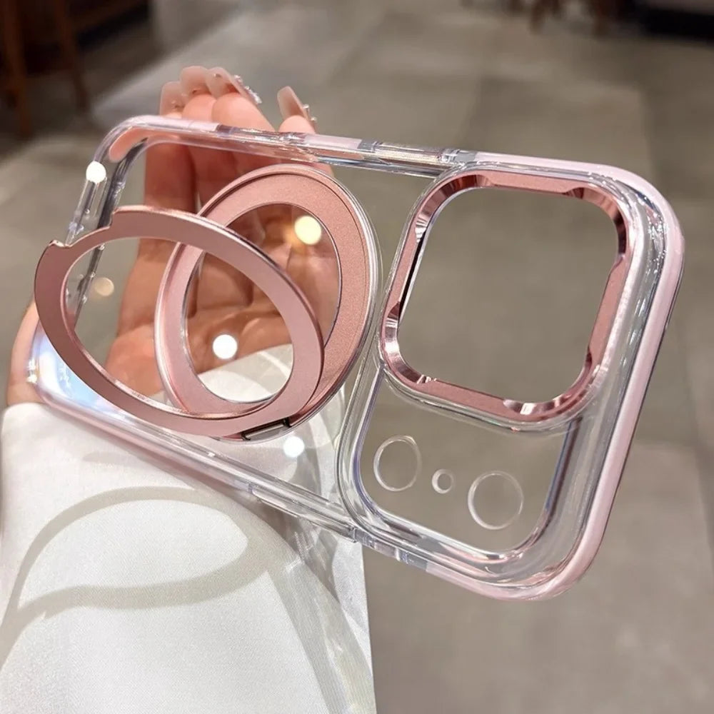 Luxury Plating Ultra Thin Clear For Magsafe Bracket Case for iPhone