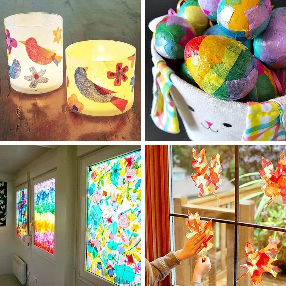 100 Sheets Multicolor Tissue Paper for Gift Wrapping | Bulk A4/A5 Translucent Craft Paper