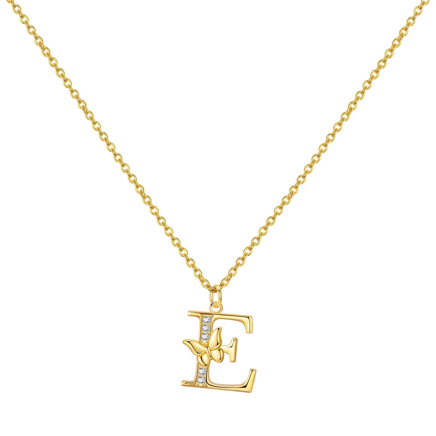 925 Sterling Silver Butterfly Initial Necklace | 26 Letter Y-Shaped Pendant for Women
