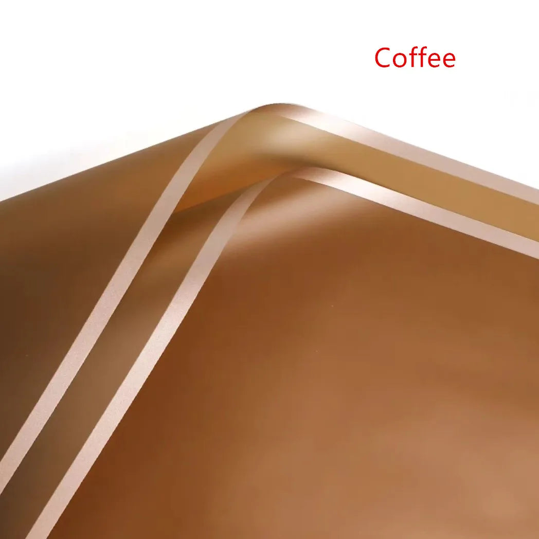 Golden Border Rose Wrapping Paper 5 Pack | Half Transparent Korean Style Gift Packing