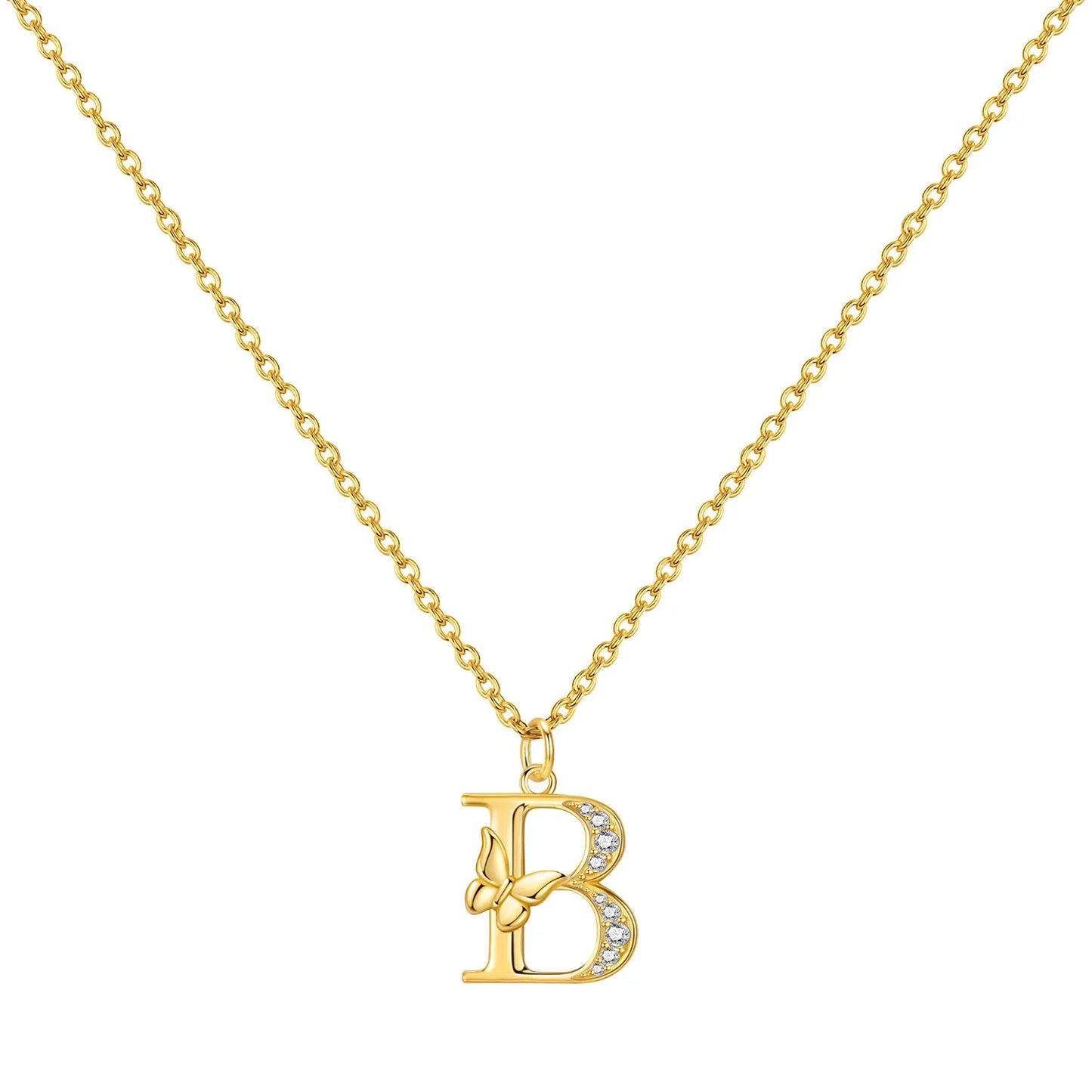 925 Sterling Silver Butterfly Initial Necklace | 26 Letter Y-Shaped Pendant for Women