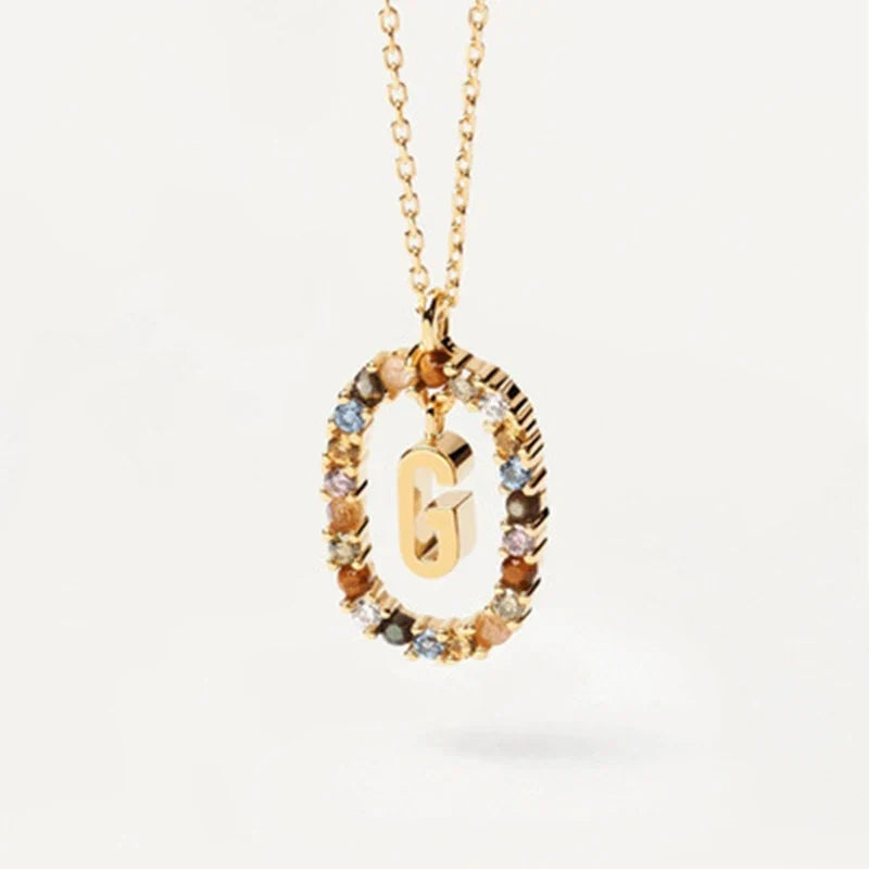 925 Sterling Silver Gold Initial Necklace | Personalized Letter Pendant with Zirconia