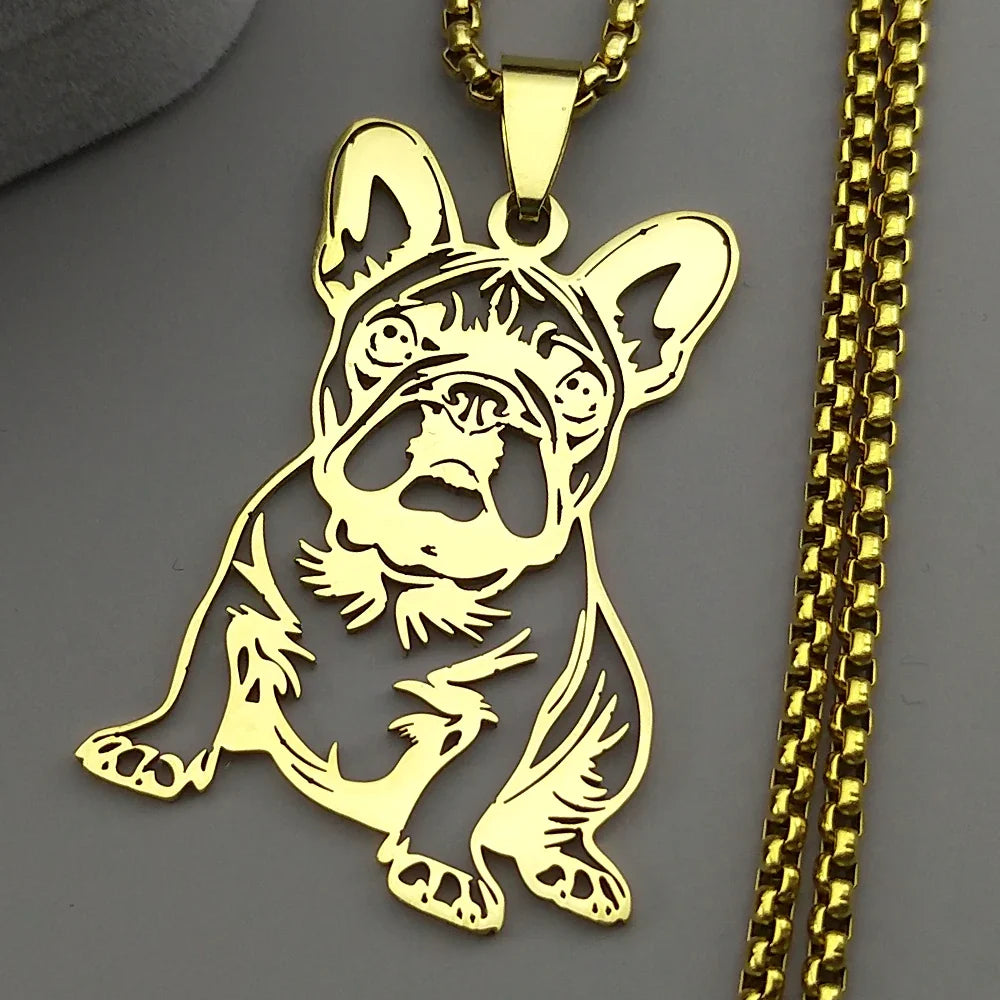 French Bulldog Pendant Necklace | Stainless Steel Dog Jewelry for Women Men