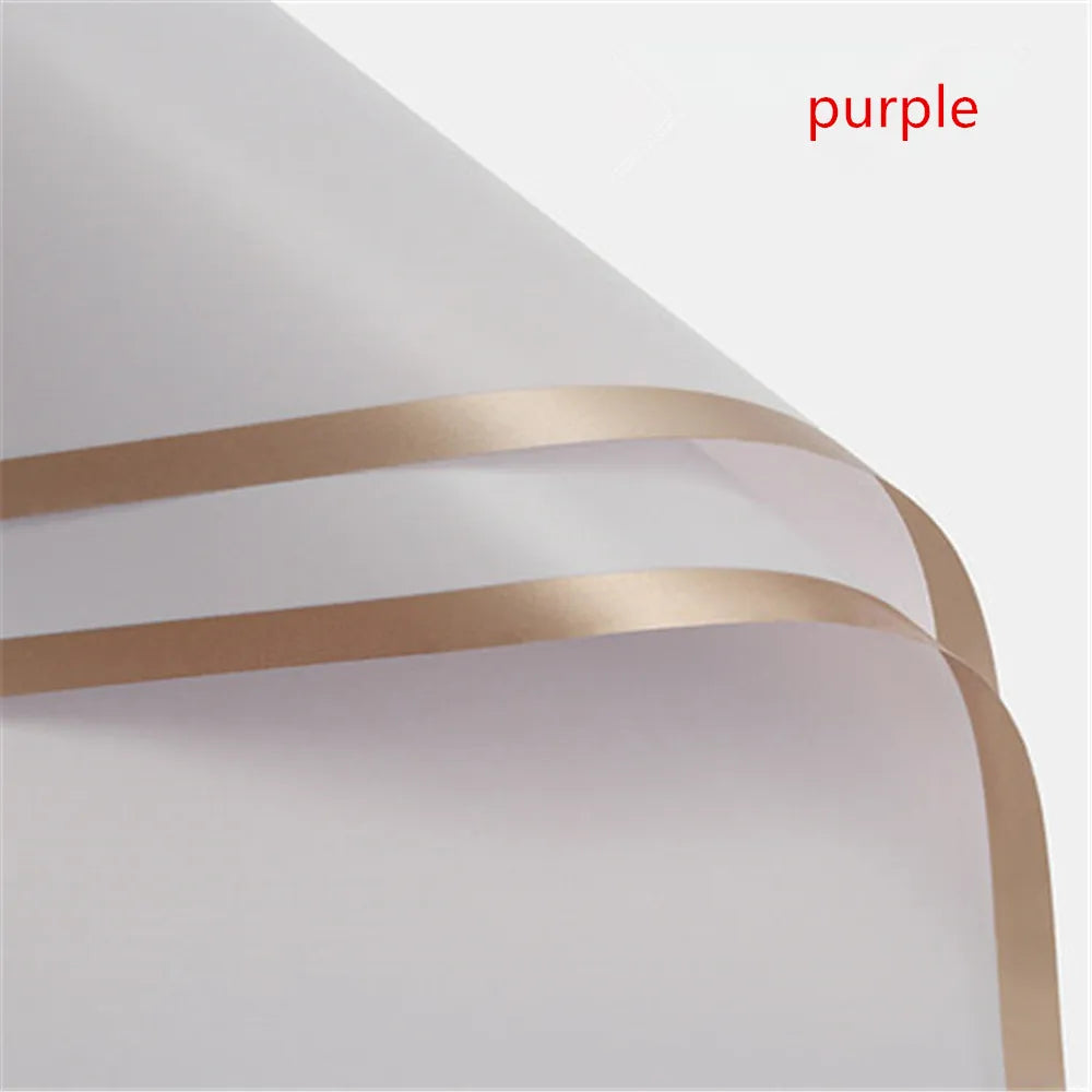 Golden Border Rose Wrapping Paper 5 Pack | Half Transparent Korean Style Gift Packing