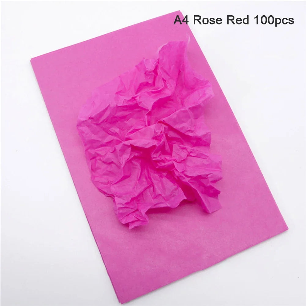 100 Sheets Multicolor Tissue Paper for Gift Wrapping | Bulk A4/A5 Translucent Craft Paper