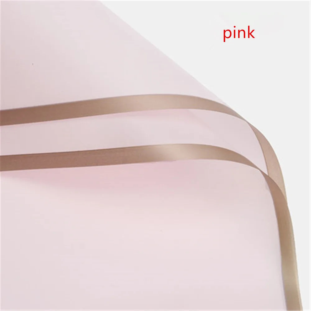 Golden Border Rose Wrapping Paper 5 Pack | Half Transparent Korean Style Gift Packing
