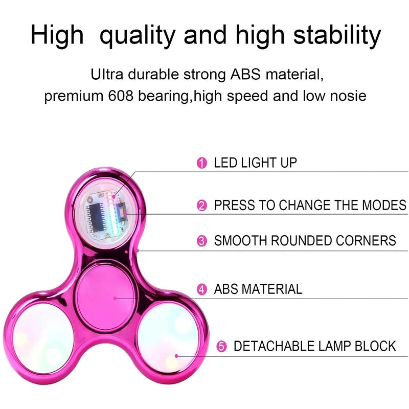 Creative Luminous LED Light Fidget Spinner | Glow in the Dark Stress Relief Toy