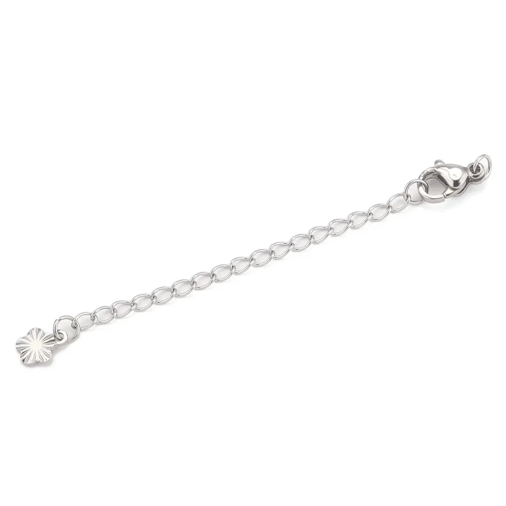 Stainless Steel Extension Tail Chains with Lobster Clasps | 10pcs Jewelry Findings