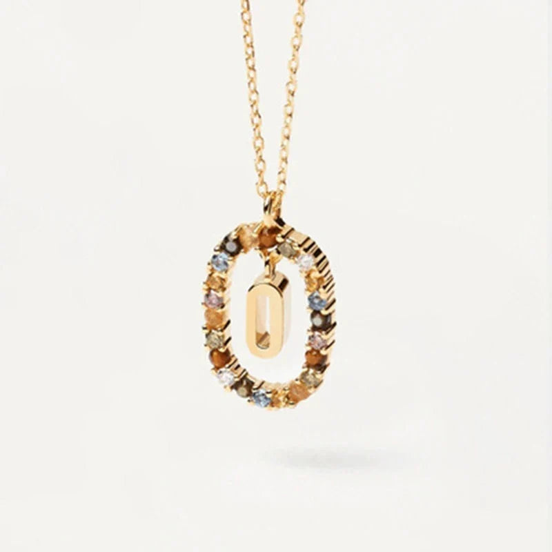 925 Sterling Silver Gold Initial Necklace | Personalized Letter Pendant with Zirconia