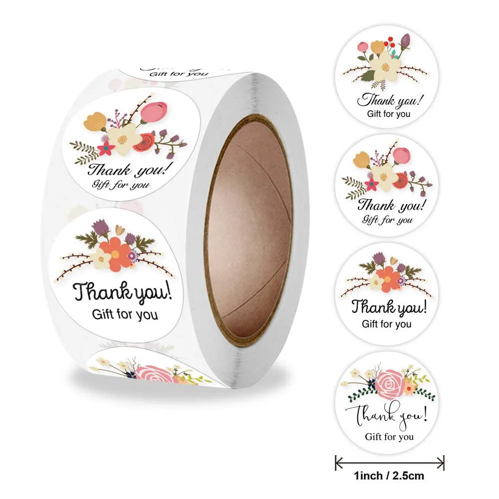 Pink Thank You Sticker Labels | 1 Inch Round Small Business Packaging Stickers