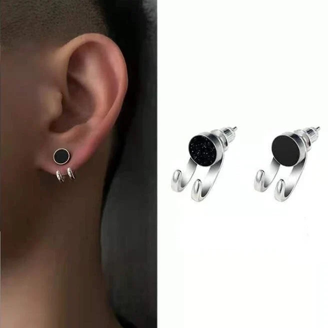 Zircon Stud Earrings Single Hook Shape | Trendy Hip-Hop Jewelry for Men Women