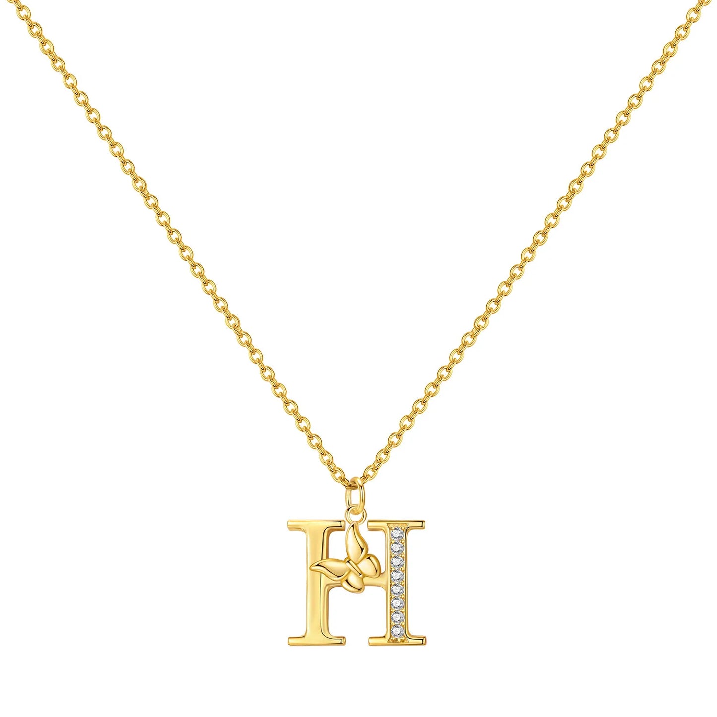 925 Sterling Silver Butterfly Initial Necklace | 26 Letter Y-Shaped Pendant for Women