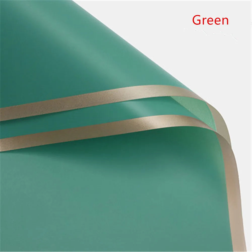 Golden Border Rose Wrapping Paper 5 Pack | Half Transparent Korean Style Gift Packing