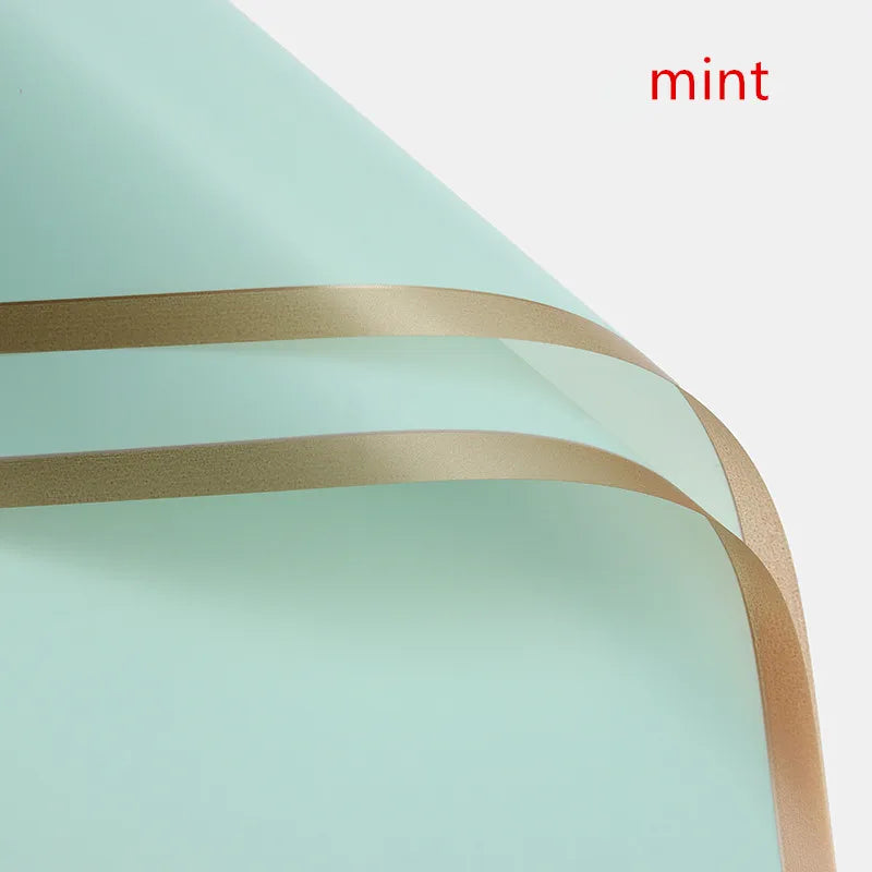 Golden Border Rose Wrapping Paper 5 Pack | Half Transparent Korean Style Gift Packing