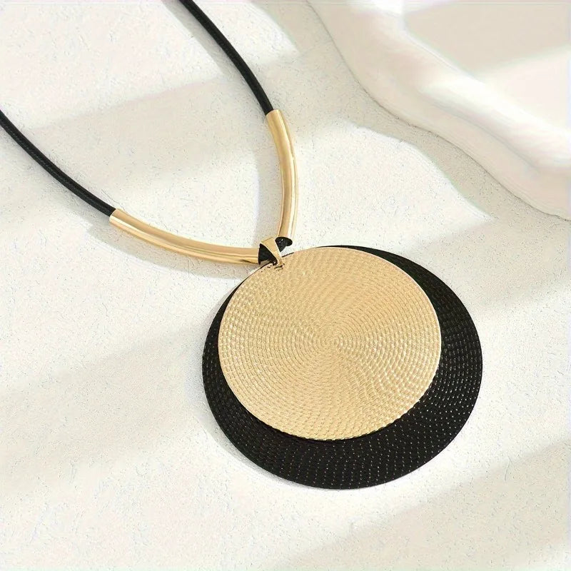 Creative Vintage Round Pendant Necklace | Exaggerated Punk Style Jewelry