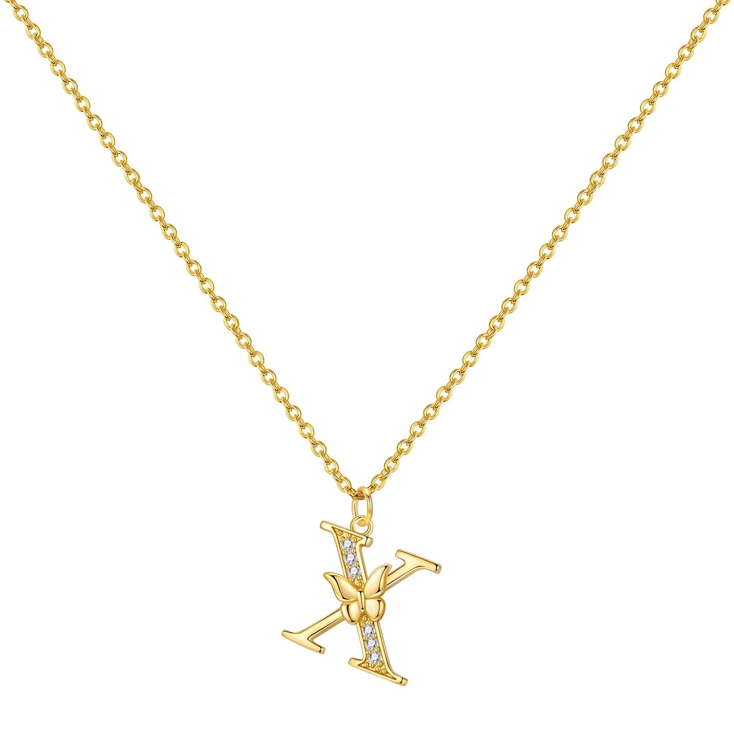 925 Sterling Silver Butterfly Initial Necklace | 26 Letter Y-Shaped Pendant for Women