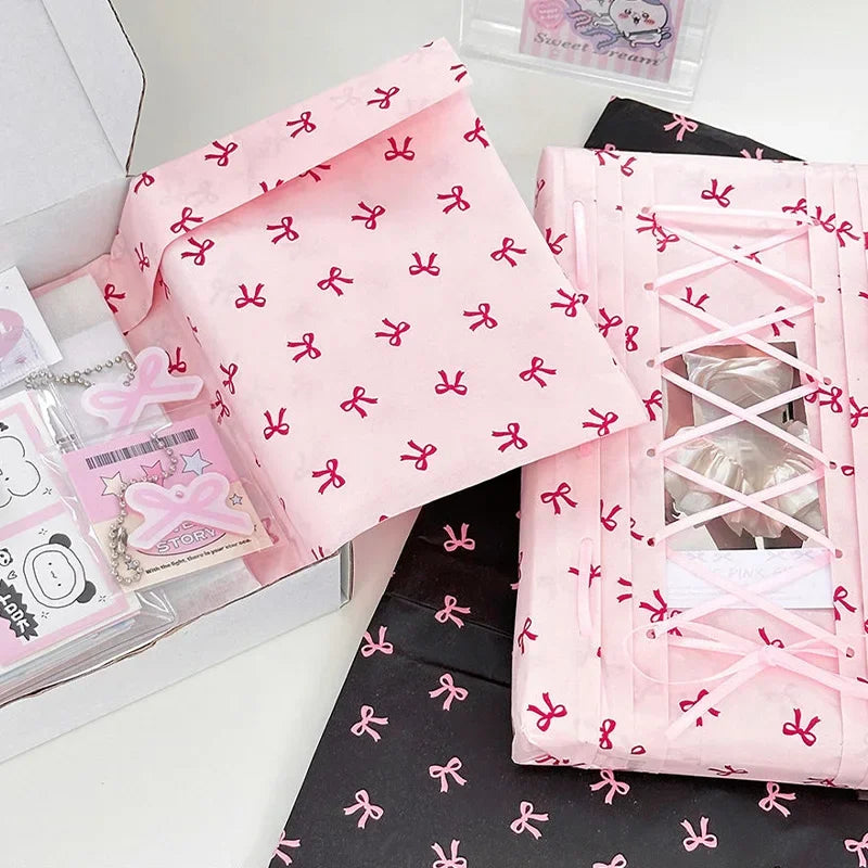 10Pcs Pink Bowknot Sydney Paper | Hand-Kneaded Paper Cotton Paper Bouquet Flower Wrapping Paper