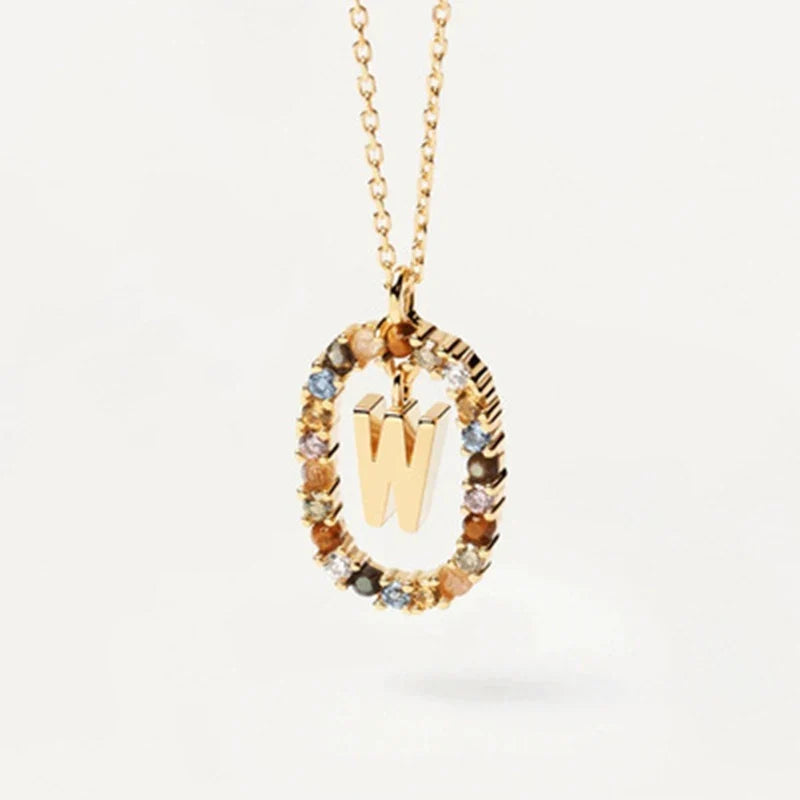 925 Sterling Silver Gold Initial Necklace | Personalized Letter Pendant with Zirconia