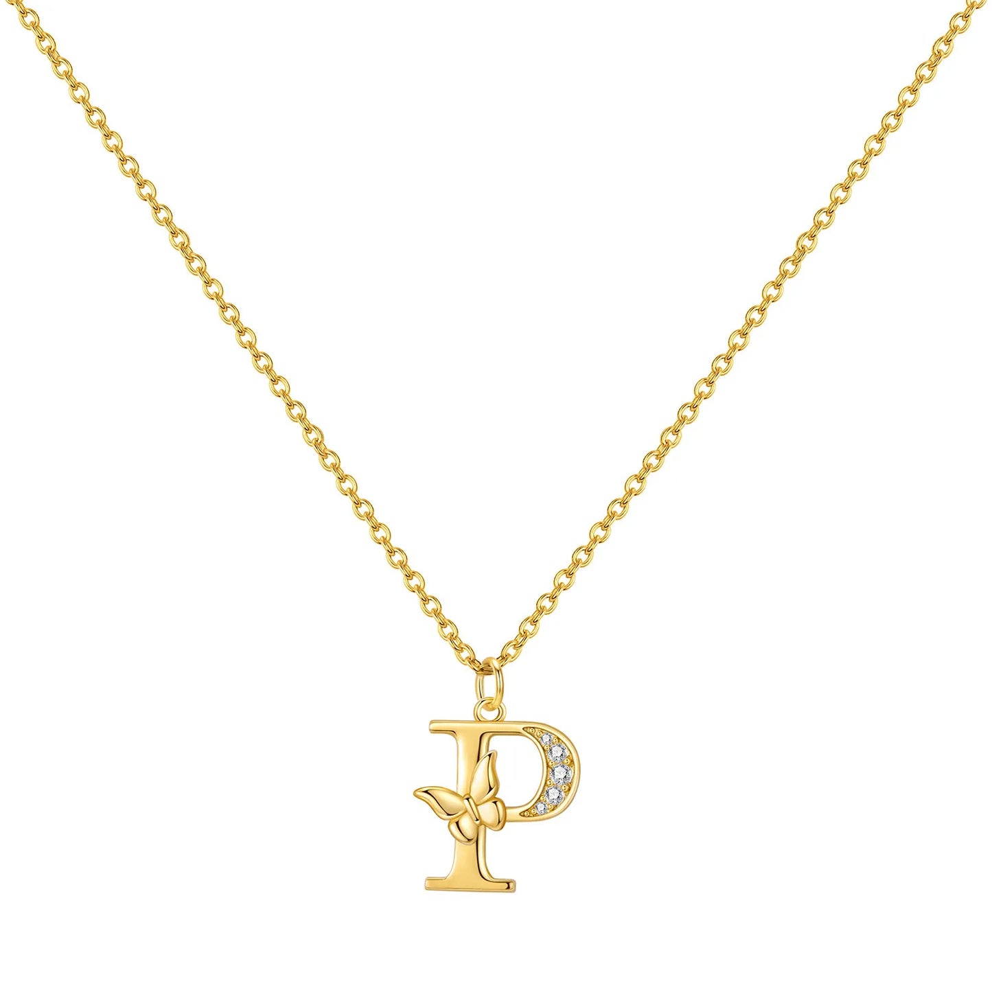 925 Sterling Silver Butterfly Initial Necklace | 26 Letter Y-Shaped Pendant for Women