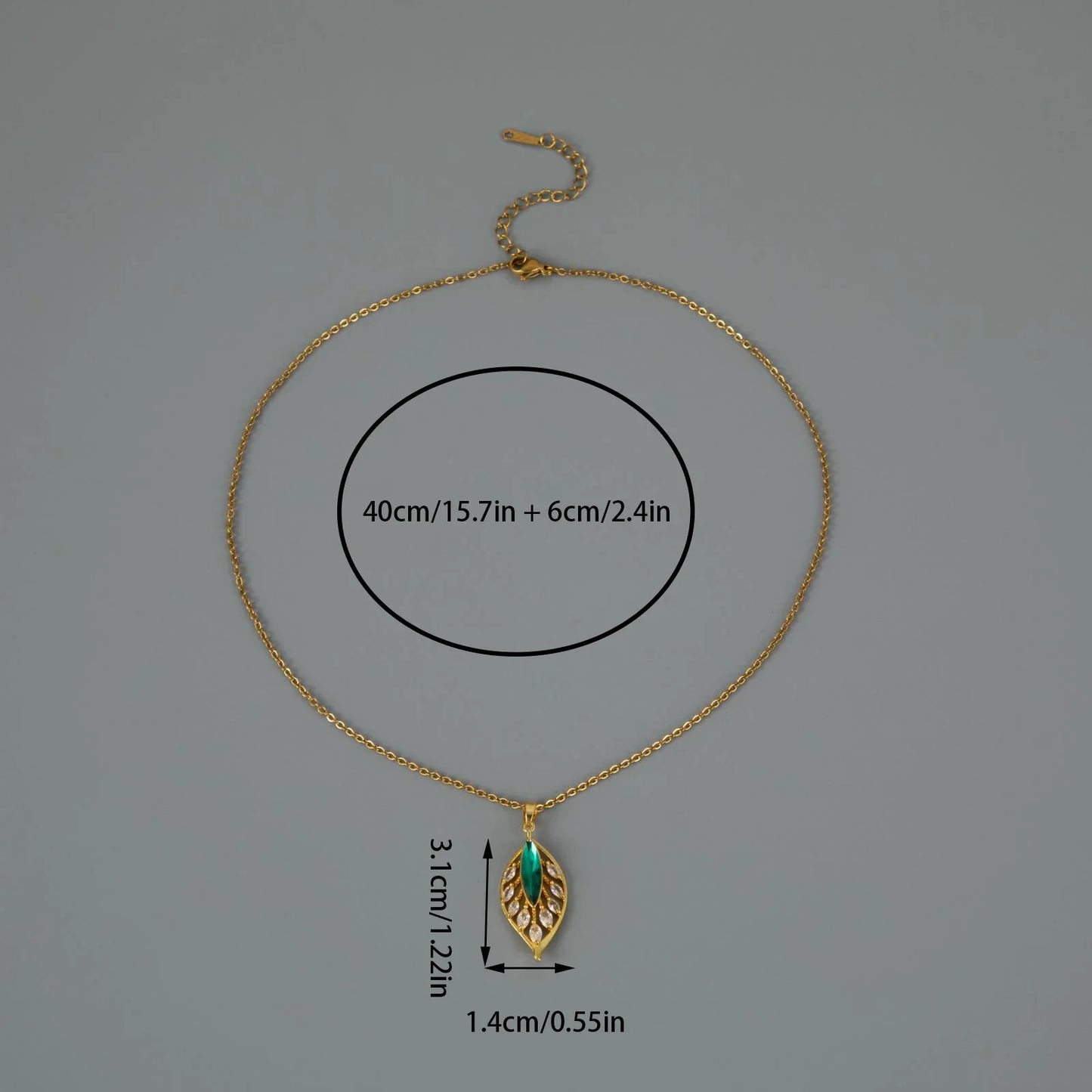 Simple Palm Leaf Necklace with Cubic Zirconia Pendant | Elegant Fashion Jewelry